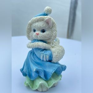 Vintage Calico Kitten Resin Figurine I'll Be Home For Christmas 144614 1995